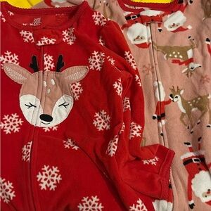 3t carters Christmas Santa deer zip fleece sleepers